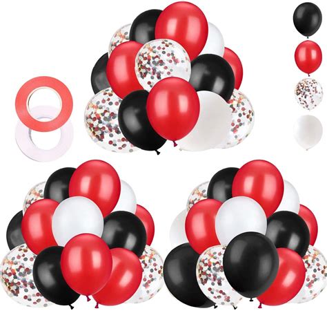 buy 62 pieces black red confetti balloons kit 12 inches black red white confetti balloons with
