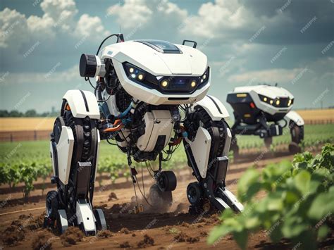 Premium Ai Image Farming The Future Smart Robotic Farmers