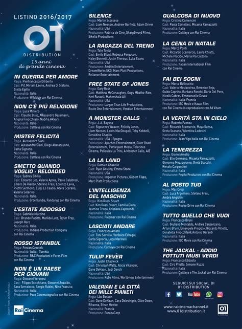 Rai Cinema E 01 Distribution Ecco Il Listino 20162017 Rb Casting