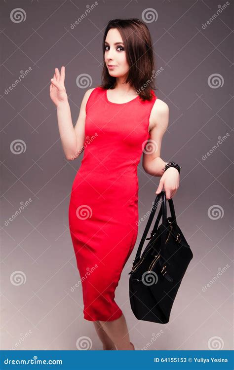 Fashion Studio Photo Of Elegant Nude Woman With Bag Stock Image Image
