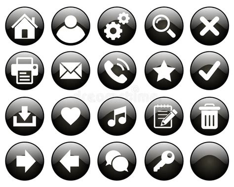 Basic Web Icons Black Glossy Circle Buttons Stock Illustrations 4