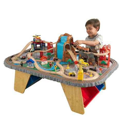 Kidkraft Waterfall Junction Wooden Train Set And Table With 112