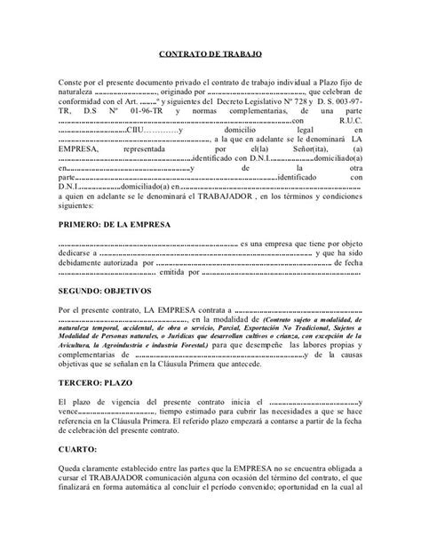 Modelo De Contrato De Trabajo A Plazo Fijo En Guatemala Financial Report