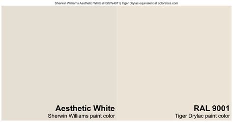 Sherwin Williams Aesthetic White Tiger Drylac Equivalent Ral