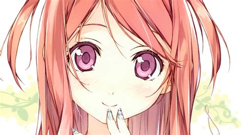Close Up Long Hair Red Eyes Twintails Smiling Blush Orange Hair Anime Girls Faces