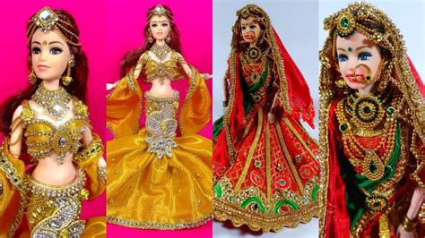 Barbie Doll In Indian Bridal Lehenga With Jewellery Decorate A Doll