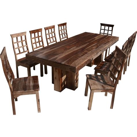 Dallas Ranch Solid Wood Double Pedestal Dining Table Set For 10 Person