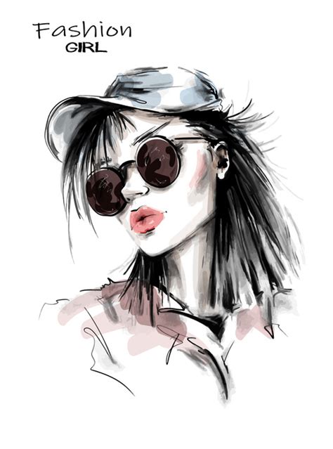 Sketch Elegant Style Girl Vectors Free Download