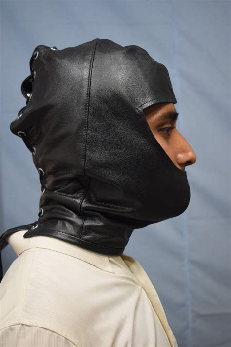 Original Genuine Leather Slave Mask Cosplay Hood Cuir Leder Etsy