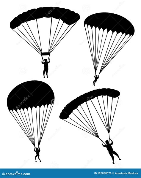 Set Of Skydivers Parachutist Characters Skydiver Man And Woman Flying