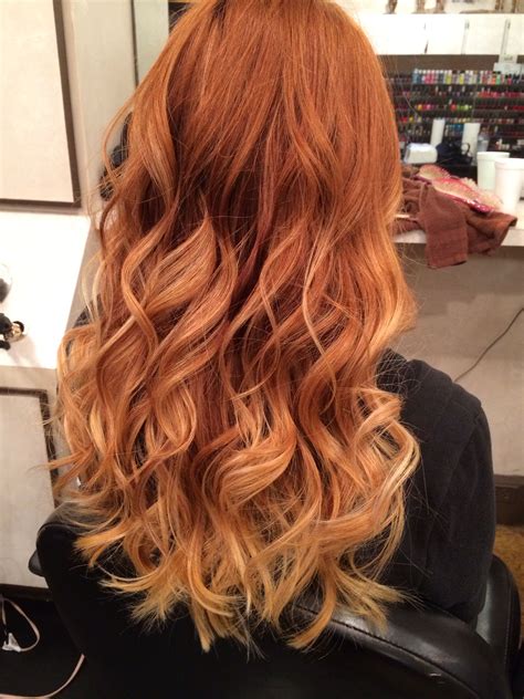 Red And Blonde Ombré Red Hair With Blonde Highlights Red Balayage Hair
