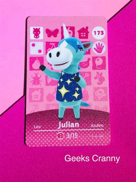 Animal Crossing Nfc Amiibo Card Julian Amiibo Card Works Etsy