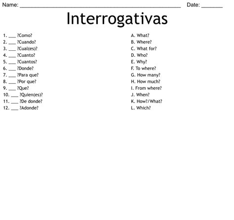 Interrogatives In Spanish Worksheet Worksheets For Kindergarten