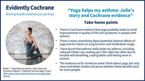 Yoga Helps My Asthma Julies Story And Cochrane Evidence Evidently