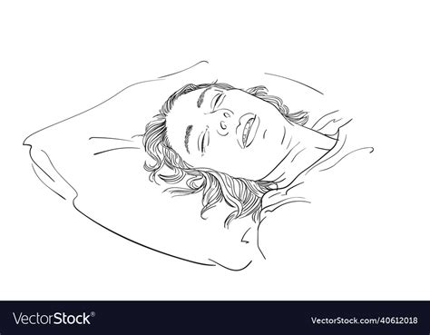 Sketch Of Young Woman Sleeping On Pillow Hand Vector Image