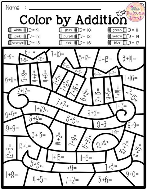 Math worksheets for teachers in elementary, middle school, kindergarten & preschool. Kindergarten Math Worksheets Common Core Free Color by Code Math Number Addition Su… in 2020 ...