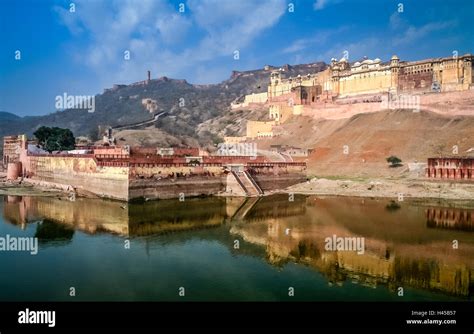 Impressive Amber Fort Near Jaipur City In Rajasthan India Stock Photo