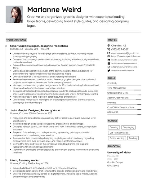 Graphic Designer Resume Example And Writing Tips For 2021