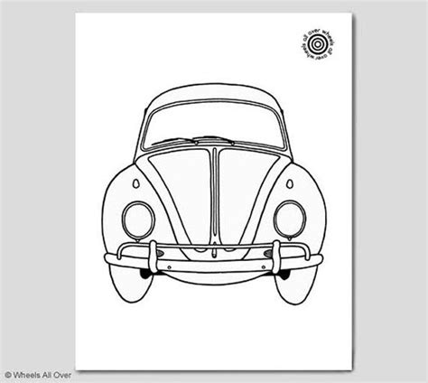 Classic Car Coloring Book Page Featuring A Volkswagen Beetle The Same