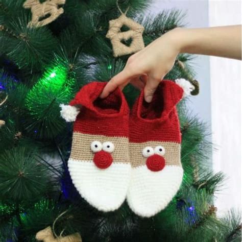 Santa Claus Crochet Socks For Kids Christmas Footwear For Children