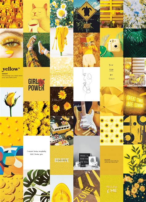 Happy Sunshine Wall Collage Kit Yellow Aesthetic Wall Collage