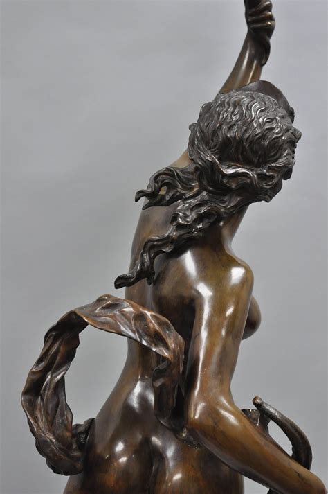 Life Size French Art Nouveau Style Bronze Female Nude Nymph Statue