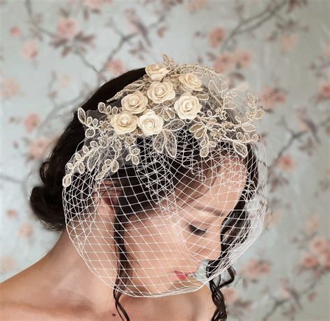 Pearls And Lace Birdcage Veil Engaging Bridal Irish Handmade Bridal Veil