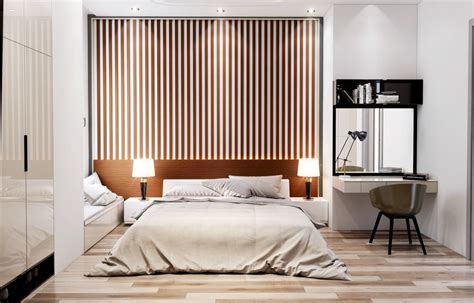 25 Beautiful Examples Of Bedroom Accent Walls That Use Slats To Look