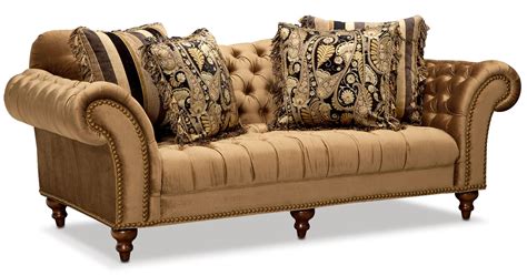 Brittney Sofa Loveseat And Chaise Set Bronze Value City Furniture And Mattresses