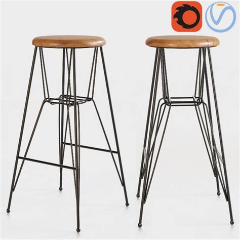 №12 wooden bar stool 3d model for download