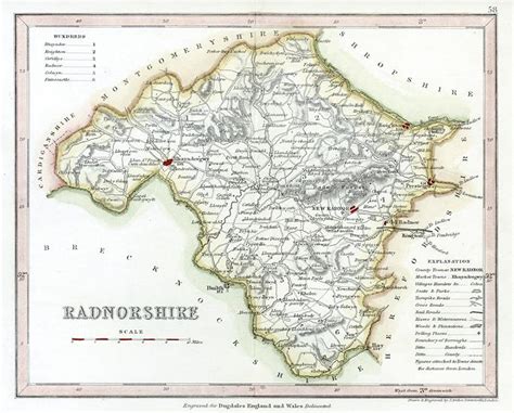 Old And Antique Prints And Maps Radnorshire 1848 Wales Antique Maps