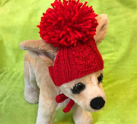 Pet Clothes Hat For Small Dog Hand Knitted Hat With Pom Pom