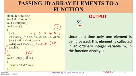 MODULE 4 TOPIC 10 PASSING 1D ARRAY ELEMENTS TO A FUNCTION YouTube