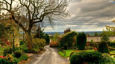 Country England Clouds Houses Way Nice Wallpapers 1920x1080