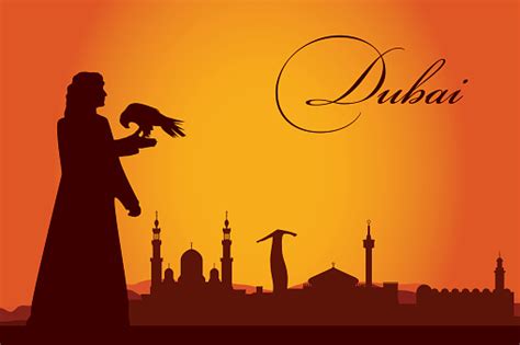 Dubai day and night vector illustration. Dubai City Skyline Silhouette Background Stock ...