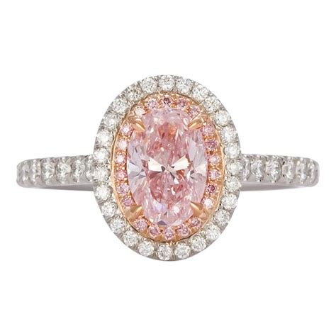 Gia Certified Natural 1 Carat Fancy Purplish Pink Diamond Halo Platinum