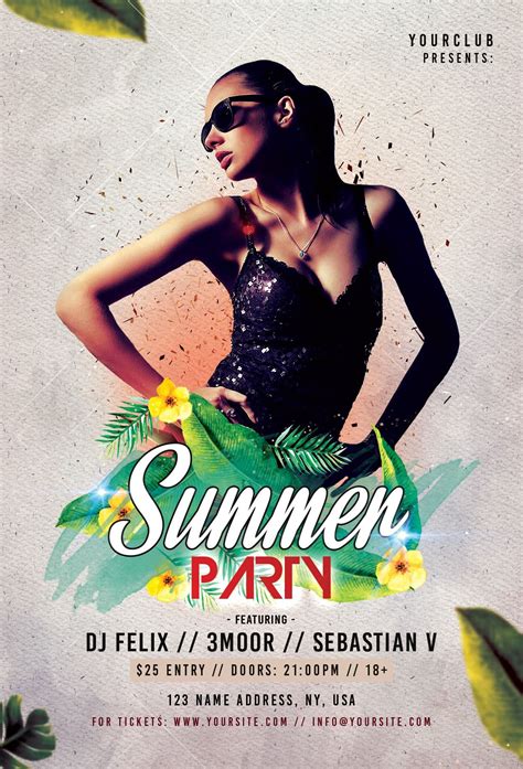 Summer Party Time Freebie Flyer Psd Template Freebiedesign Images And