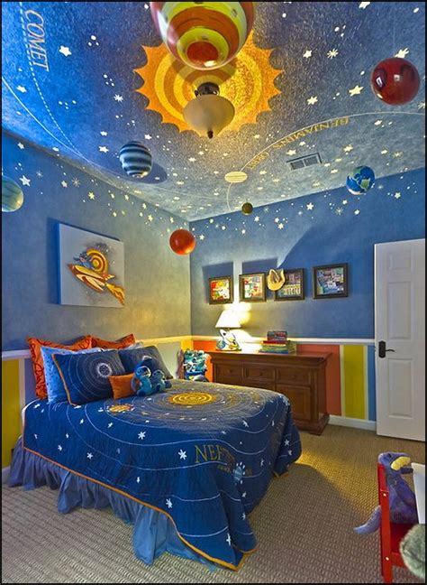 Outer space inspired bedroom interior design. Marble Mosaics Blog | Design Ideas for Your Kid's Room