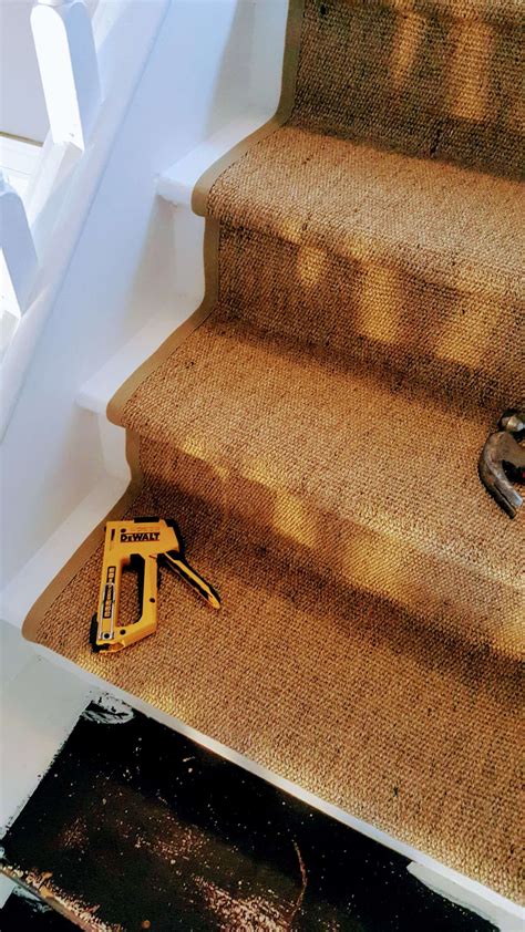 True bullnose®® padded carpet stair tread runner replacement for style, comfort and safety (sold each) Simple Spring Staircase makeover | Sisal stair runner, Diy ...