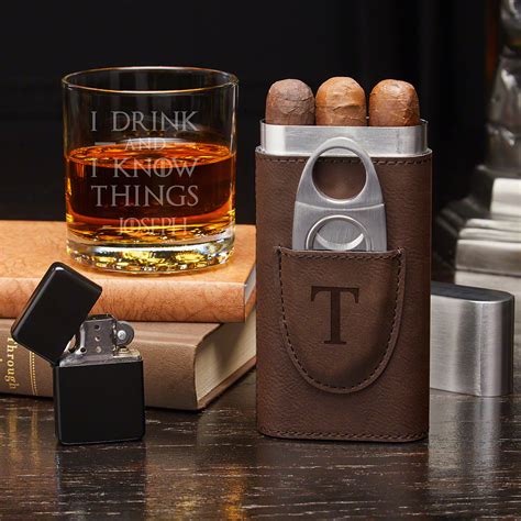 I Drink And I Know Things Personalized Cigar T Set With Buckman Glass