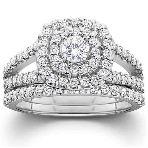 Ct Cushion Halo Diamond Engagement Wedding Ring Set K White Gold