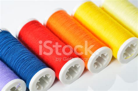 Colorful Sewing Threads Isolated On White Background Stock Photo