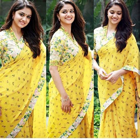 Keerthi Suresh Latest In Yellow Floral Saree In Mahanati Actress As Savitri Indian Filmy Actress