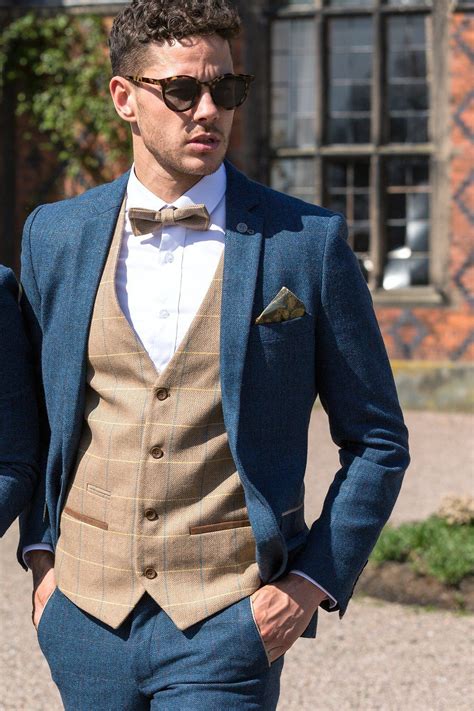 Dion Blue Tweed Check Suit With Dx7 Oak Waistcoat