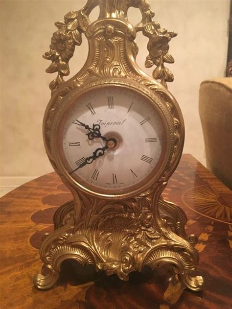 Imperial Clock Co Brass Mantel Clock Made In Italy