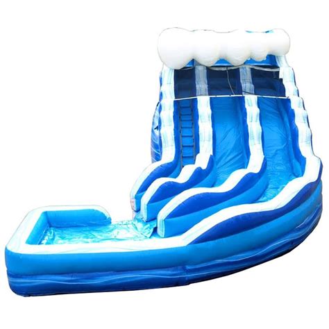 Buy Tentandtable Double Inflatable Water Slide 19 Curved Blue Marble