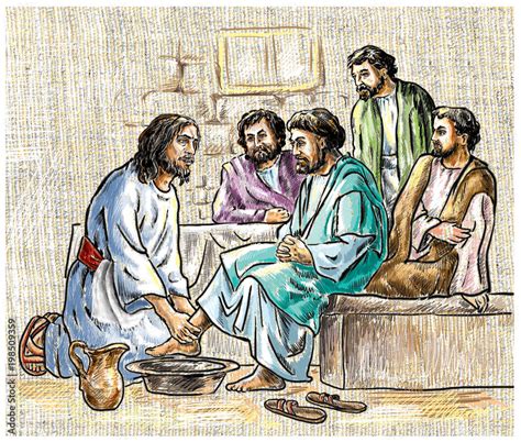 Illustration Jesus Washes The Disciples Feet Stock Illustration