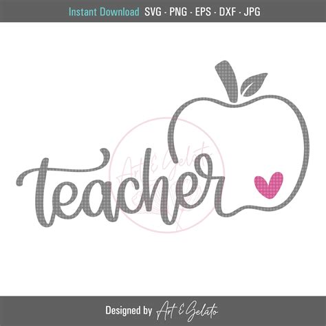Teacher Apple Svg Teacher Outline Svg Teacher Svg Apple Etsy