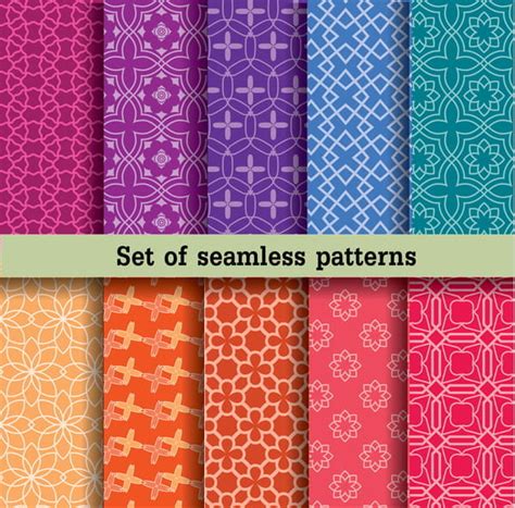 Set Colorful Seamless Patterns Vector Material Eps Uidownload