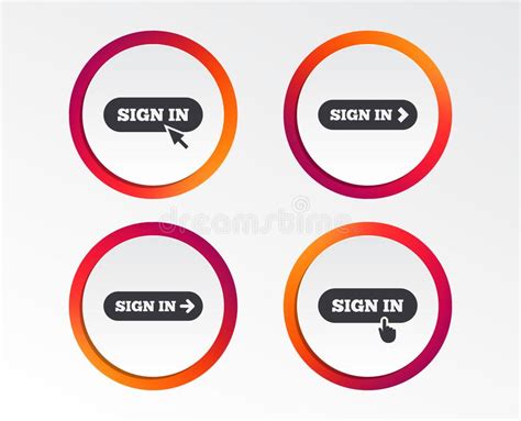 Sign In Icons Login With Arrow Hand Pointer Stock Vector